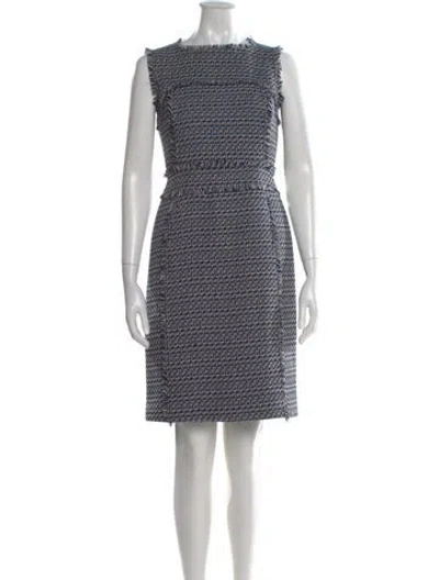 Pre-owned Tory Burch Tweed Pattern Knee-length Dress In Blue