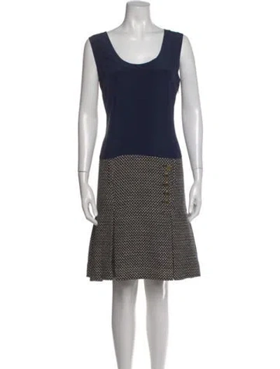 Pre-owned Tory Burch Tweed Pattern Knee-length Dress In Blue