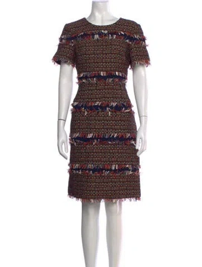 Pre-owned Tory Burch Tweed Pattern Knee-length Dress In Blue