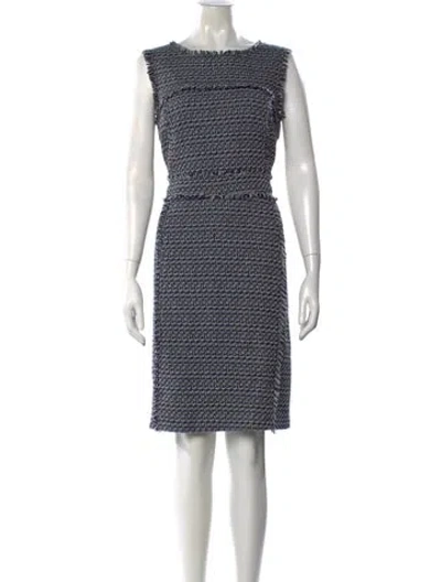 Pre-owned Tory Burch Tweed Pattern Knee-length Dress In Blue