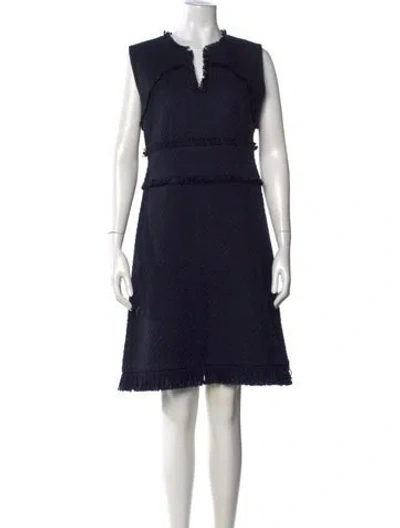 Pre-owned Tory Burch Tweed Pattern Knee-length Dress In Blue