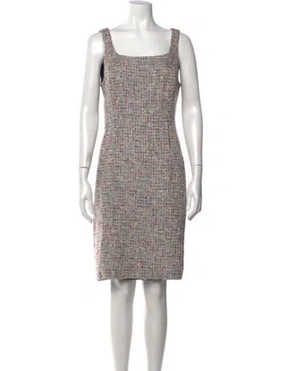 Pre-owned Tory Burch Tweed Pattern Knee-length Dress In Blue