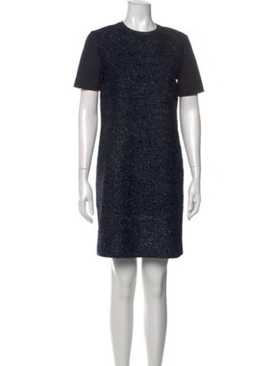 Pre-owned Tory Burch Tweed Pattern Knee-length Dress In Blue/metallic