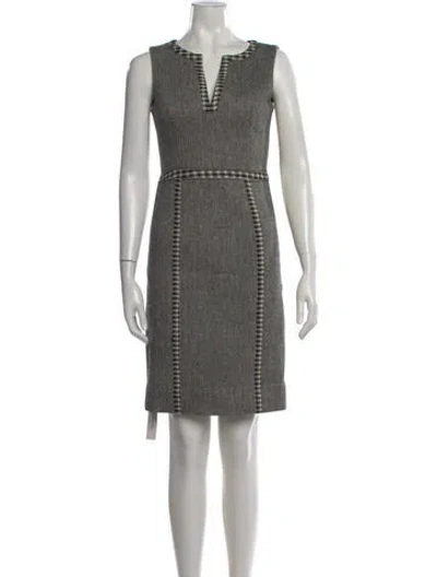 Pre-owned Tory Burch Tweed Pattern Knee-length Dress In Gray