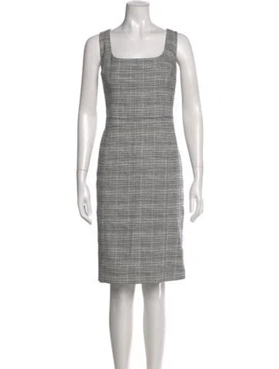 Pre-owned Tory Burch Tweed Pattern Knee-length Dress In White