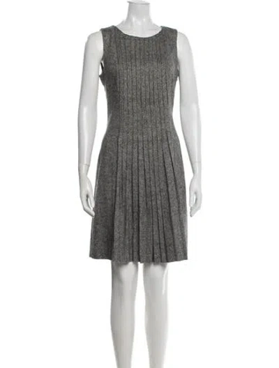 Pre-owned Tory Burch Tweed Pattern Knee-length Dress In White