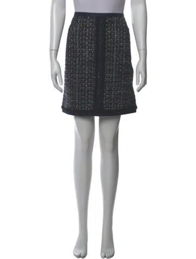 Pre-owned Tory Burch Tweed Pattern Knee-length Skirt In Blue