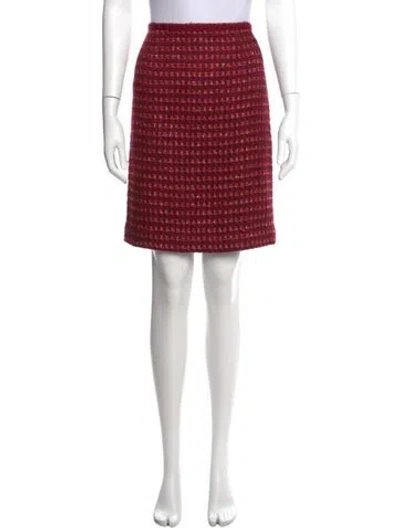 Pre-owned Tory Burch Tweed Pattern Knee-length Skirt In Burgundy