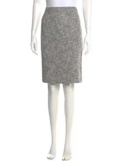 Pre-owned Tory Burch Tweed Pattern Knee-length Skirt In Gray