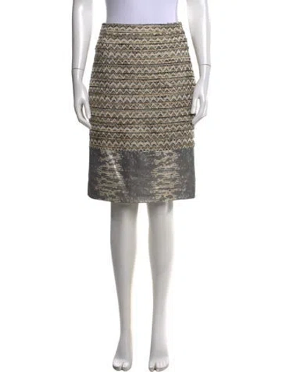Pre-owned Tory Burch Tweed Pattern Knee-length Skirt In Neutral