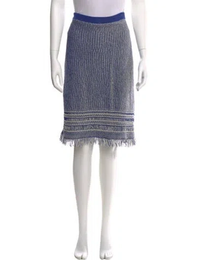 Pre-owned Tory Burch Tweed Pattern Knee-length Skirt W/ Tags In Blue