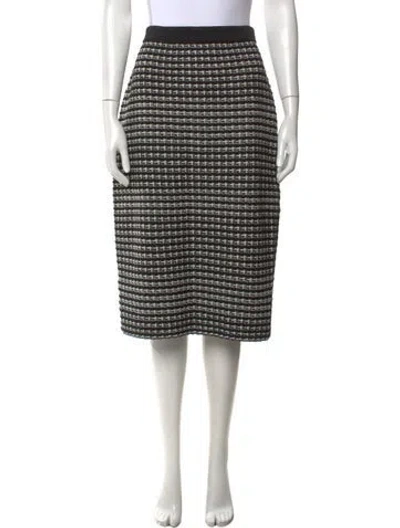 Pre-owned Tory Burch Tweed Pattern Midi Length Skirt In Black