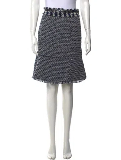 Pre-owned Tory Burch Tweed Pattern Midi Length Skirt In Blue
