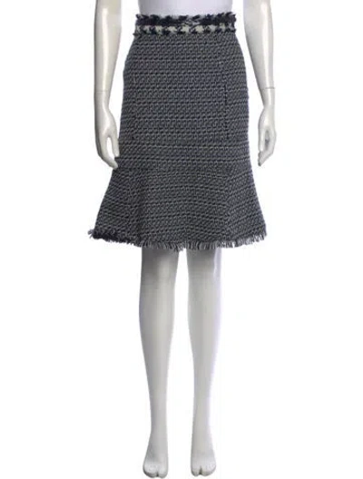 Pre-owned Tory Burch Tweed Pattern Midi Length Skirt In Blue