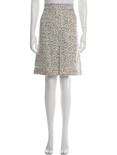 Pre-owned Tory Burch Tweed Pattern Midi Length Skirt In White
