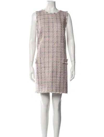 Pre-owned Tory Burch Tweed Pattern Mini Dress In Multicolor