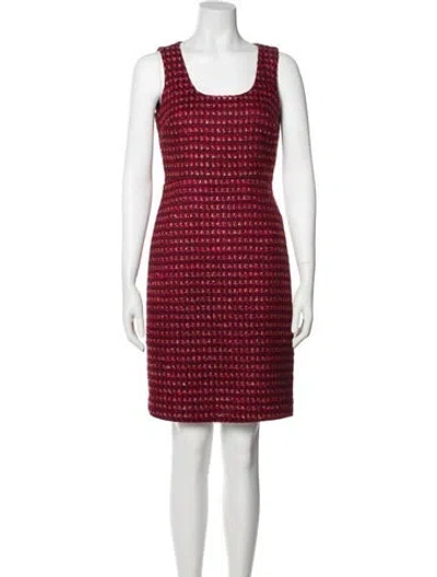 Pre-owned Tory Burch Tweed Pattern Mini Dress W/ Tags In Burgundy