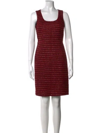 Pre-owned Tory Burch Tweed Pattern Mini Dress W/ Tags In Red