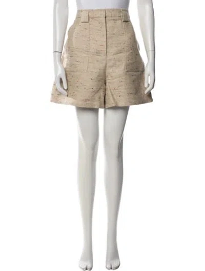Pre-owned Tory Burch Tweed Pattern Mini Shorts In Neutral