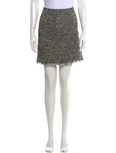 Pre-owned Tory Burch Tweed Pattern Mini Skirt In Black