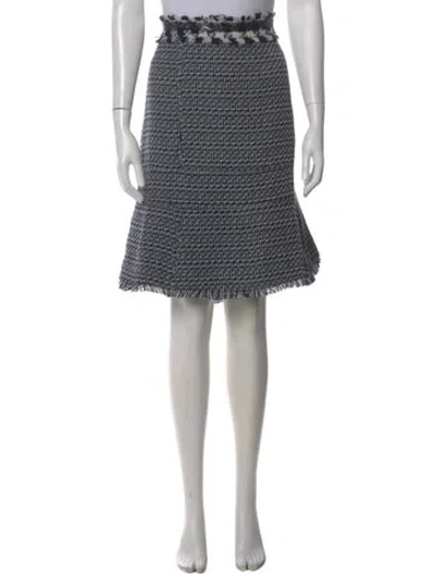 Pre-owned Tory Burch Tweed Pattern Mini Skirt In Blue