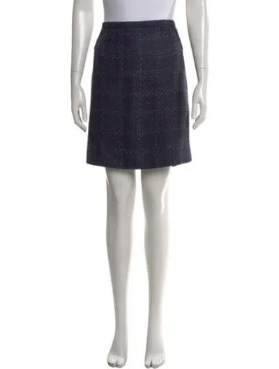Pre-owned Tory Burch Tweed Pattern Mini Skirt In Blue