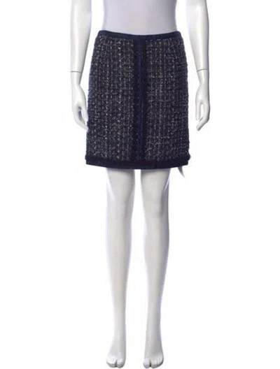 Pre-owned Tory Burch Tweed Pattern Mini Skirt In Blue