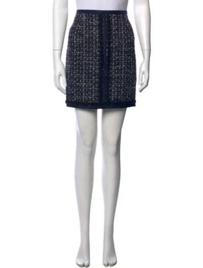 Pre-owned Tory Burch Tweed Pattern Mini Skirt In Blue