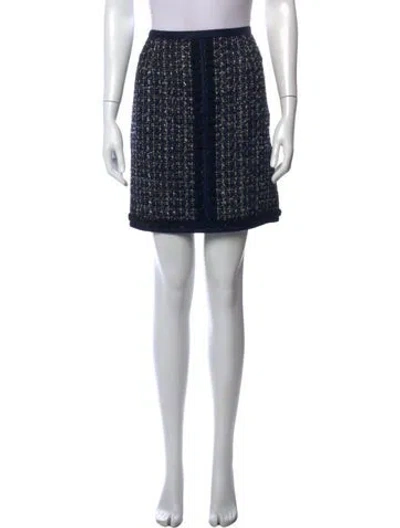 Pre-owned Tory Burch Tweed Pattern Mini Skirt In Blue