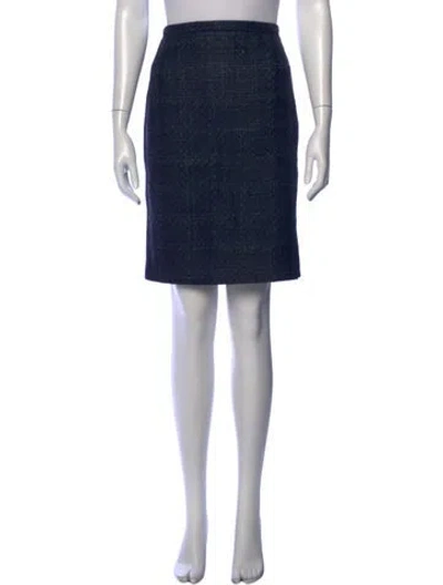 Pre-owned Tory Burch Tweed Pattern Mini Skirt In Blue