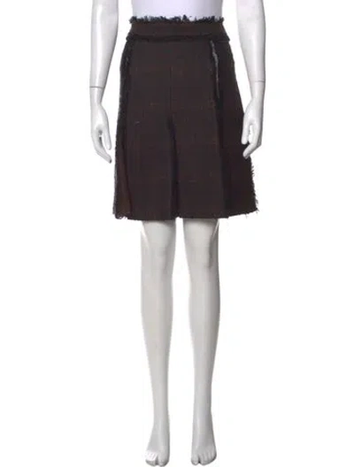 Pre-owned Tory Burch Tweed Pattern Mini Skirt In Brown