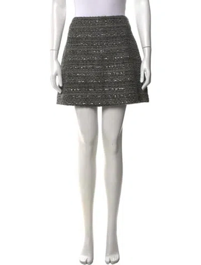 Pre-owned Tory Burch Tweed Pattern Mini Skirt In Gray