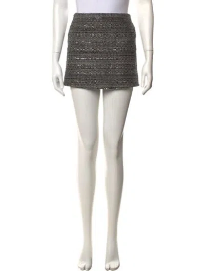 Pre-owned Tory Burch Tweed Pattern Mini Skirt In Gray
