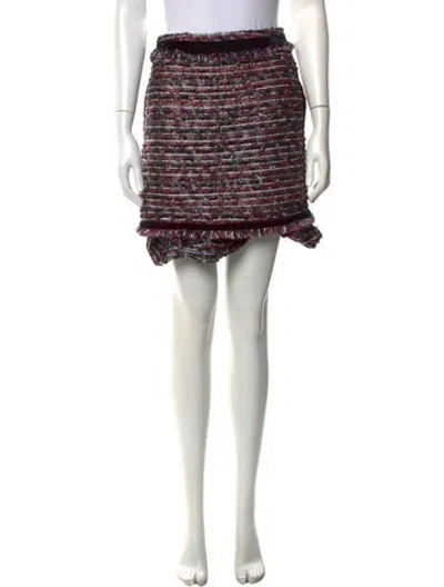 Pre-owned Tory Burch Tweed Pattern Mini Skirt In Grey/metallic