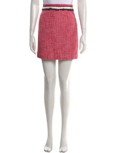Pre-owned Tory Burch Tweed Pattern Mini Skirt In Pink