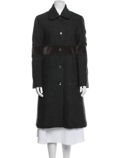 Pre-owned Tory Burch Tweed Pattern Peacoat In Gray