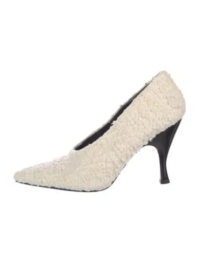 Pre-owned Tory Burch Tweed Pattern Pumps In Neutral