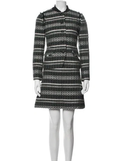 Pre-owned Tory Burch Tweed Pattern Sequin Embellishments Dress Set In Black/green