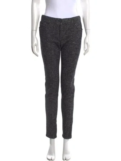 Pre-owned Tory Burch Tweed Pattern Skinny Leg Pants In Grey