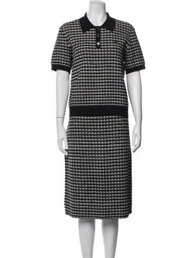 Pre-owned Tory Burch Tweed Pattern Skirt Set W/ Tags In Blue