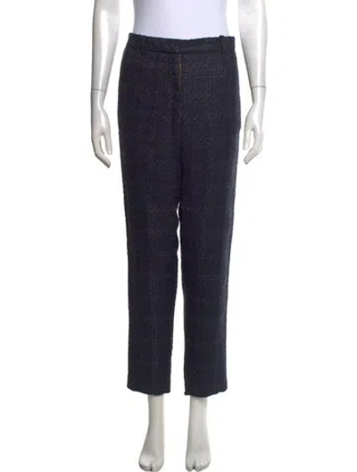Pre-owned Tory Burch Tweed Pattern Straight Leg Pants In Blue