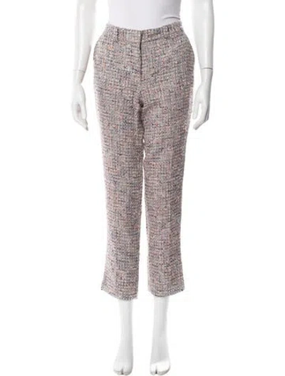 Pre-owned Tory Burch Tweed Pattern Straight Leg Pants In Blue