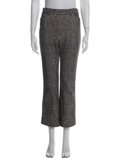 Pre-owned Tory Burch Tweed Pattern Straight Leg Pants In Green