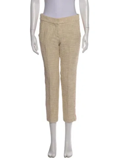 Pre-owned Tory Burch Tweed Pattern Straight Leg Pants In Neutral