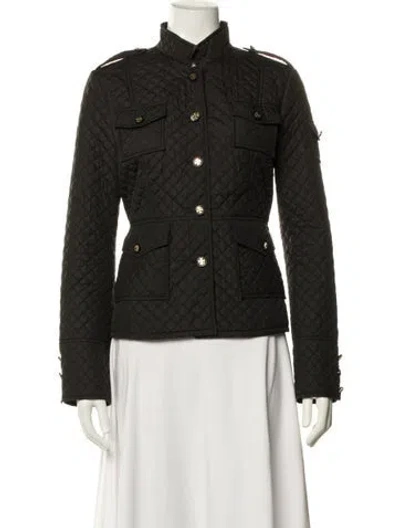 Pre-owned Tory Burch Tweed Pattern Utility Jacket In Black