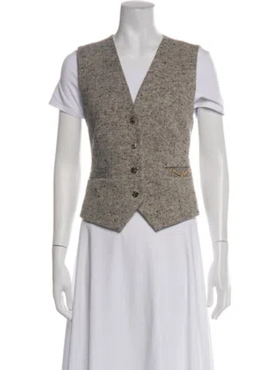 Pre-owned Tory Burch Tweed Pattern Vest In Multicolor