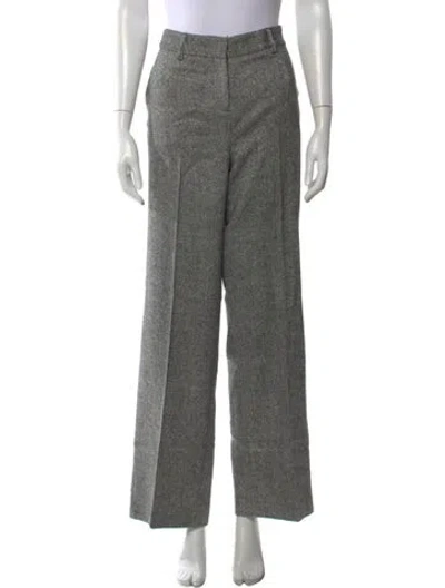 Pre-owned Tory Burch Tweed Pattern Wide Leg Pants In Gray