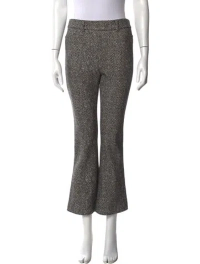 Pre-owned Tory Burch Tweed Pattern Wide Leg Pants In Green