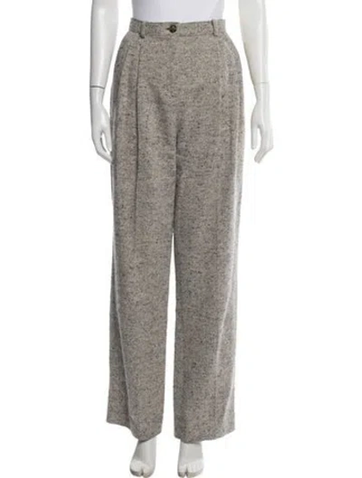 Pre-owned Tory Burch Tweed Pattern Wide Leg Pants In Neutral