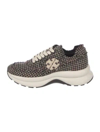 Pre-owned Tory Burch Tweed Printed Chunky Sneakers In Neutral